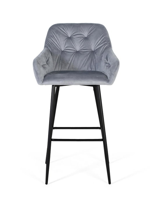 GINER Y COLOMER Lot de 2 tabourets de bar en velours bleu et métal noir, avec assise rembourrée, 69 cm de hauteur, nécessite un montage